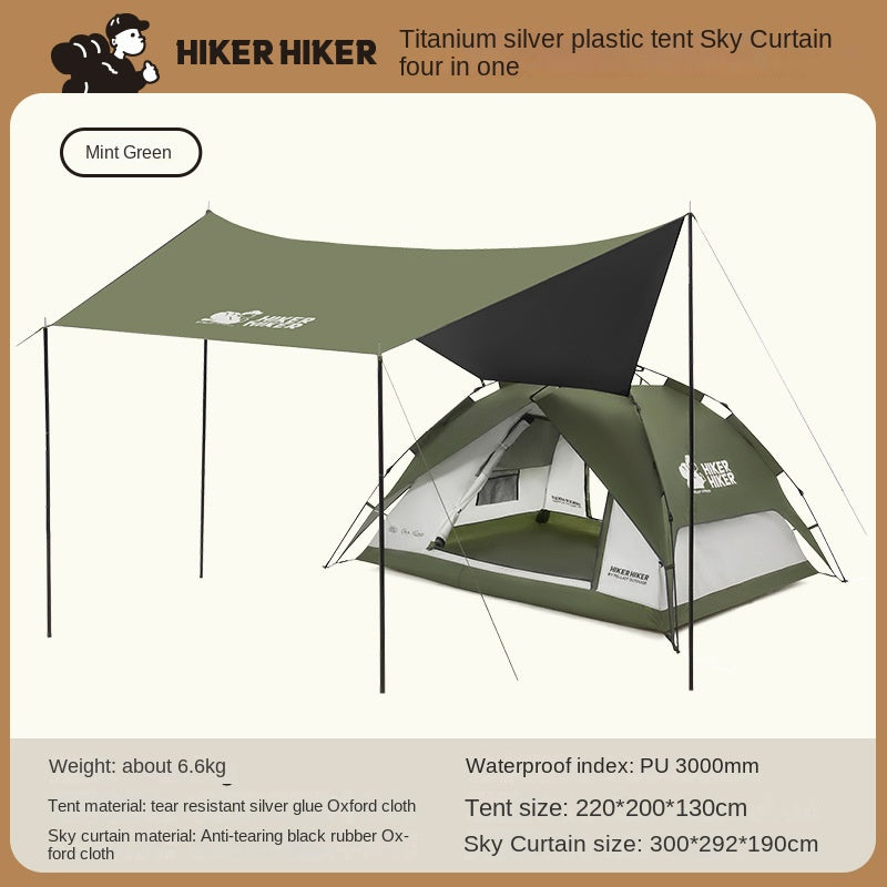 Outdoor Canopy Tent: 2-in-1 Blackout and Sunshade Camping Tent, Foldable and Portable, Quick Setup