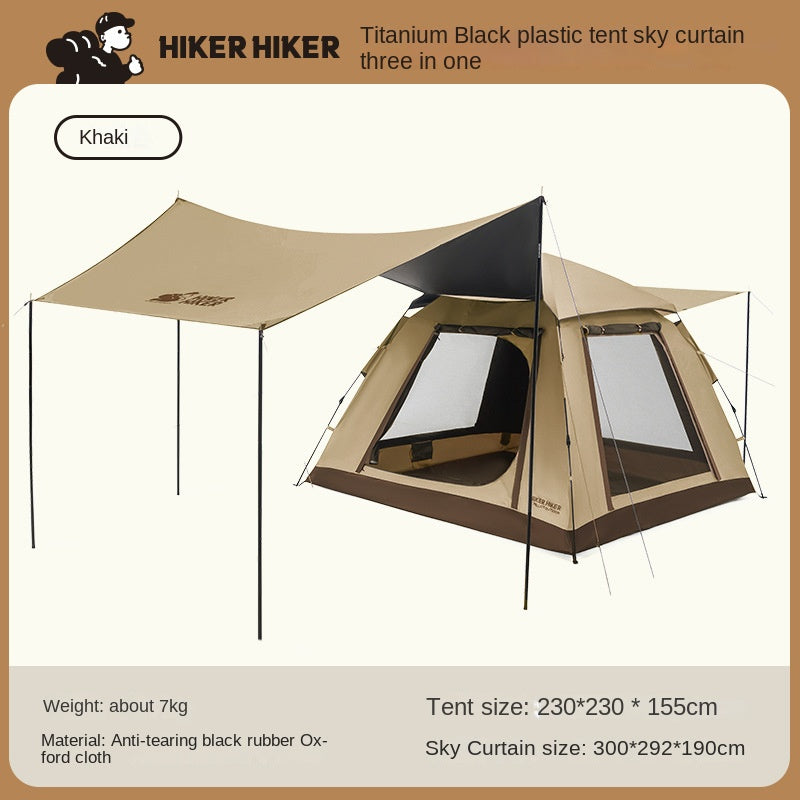 Outdoor Canopy Tent: 2-in-1 Blackout and Sunshade Camping Tent, Foldable and Portable, Quick Setup