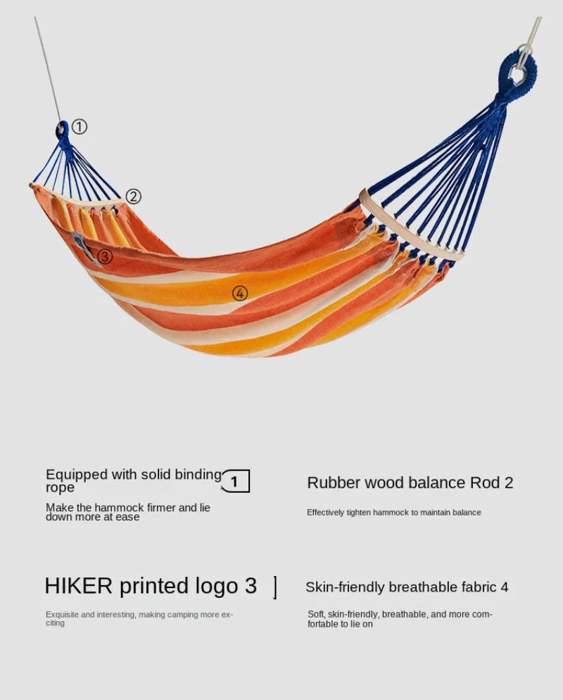 Outdoor Camping Canvas Hammock with Anti-Tipping Design