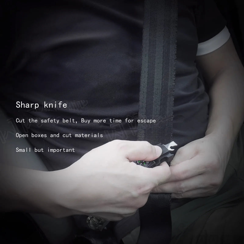 Multi-Functional Survival Bracelet: 13-in-1 Tool with LED Light, Window Breaker, Knife, Fire Starter, Compass, and More