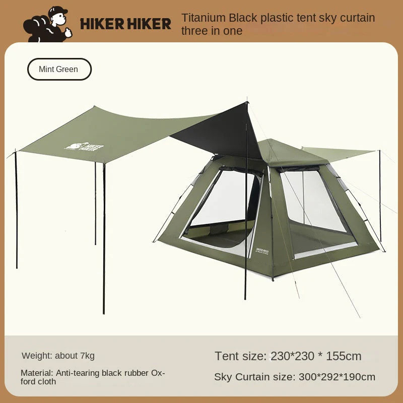 Outdoor Canopy Tent: 2-in-1 Blackout and Sunshade Camping Tent, Foldable and Portable, Quick Setup