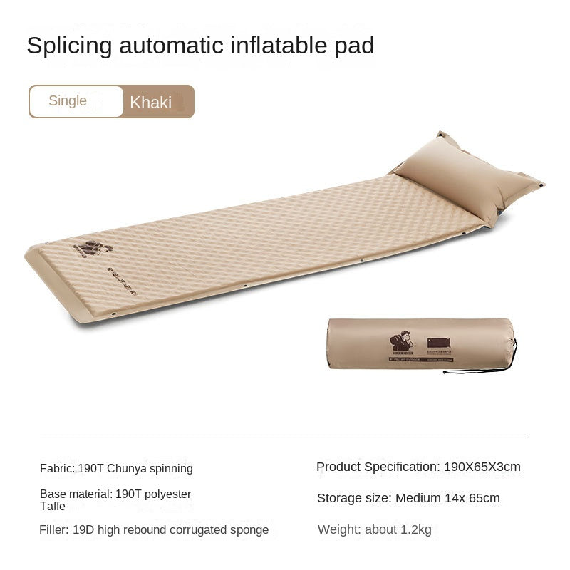 Automatic Inflatable Tent Sleeping Mat with Interlocking Design