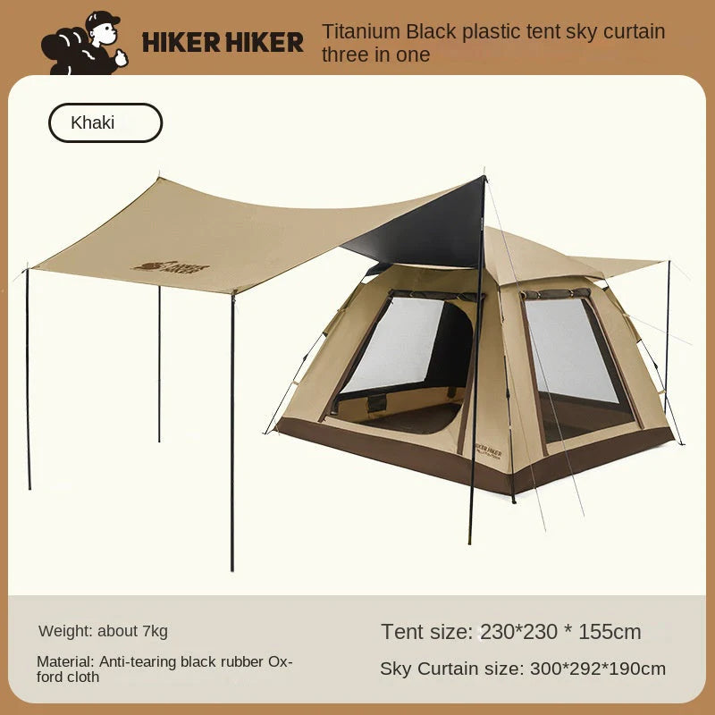 Outdoor Canopy Tent: 2-in-1 Blackout and Sunshade Camping Tent, Foldable and Portable, Quick Setup