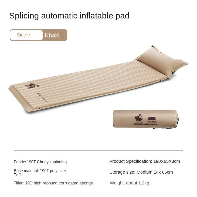 Automatic Inflatable Tent Sleeping Mat with Interlocking Design
