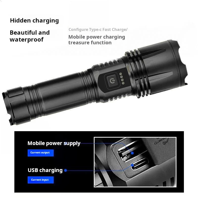 Ultra-Bright Tactical Flashlight with Long-Range Laser
