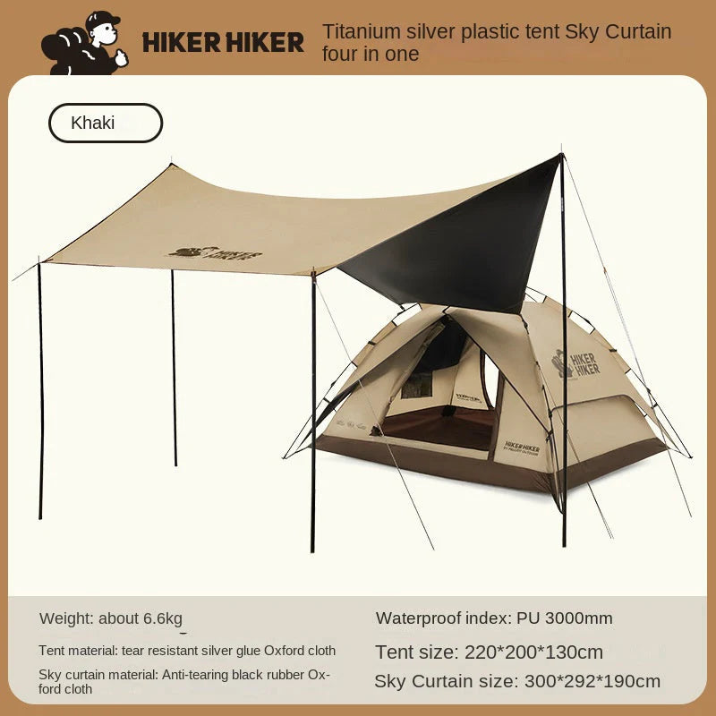 Outdoor Canopy Tent: 2-in-1 Blackout and Sunshade Camping Tent, Foldable and Portable, Quick Setup