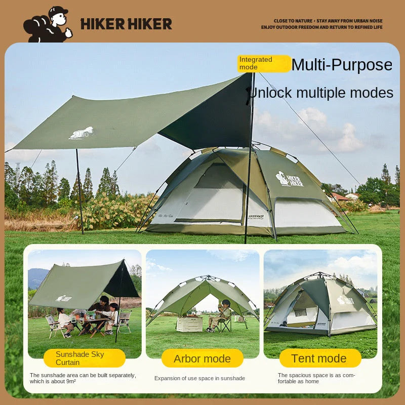 Outdoor Canopy Tent: 2-in-1 Blackout and Sunshade Camping Tent, Foldable and Portable, Quick Setup