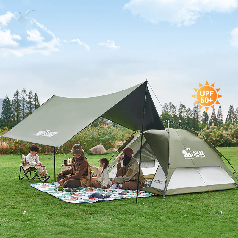 Outdoor Canopy Tent: 2-in-1 Blackout and Sunshade Camping Tent, Foldable and Portable, Quick Setup