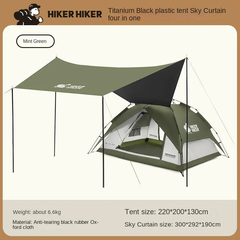 Outdoor Canopy Tent: 2-in-1 Blackout and Sunshade Camping Tent, Foldable and Portable, Quick Setup