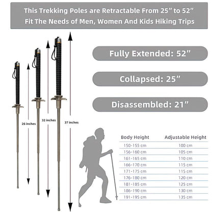 Ultra Strong Trekking, Walking, and Hiking Poles，Hiking Sticks,Outdoor products,vehicle-mounted multi-purpose hiking sticks,Enhanced Trekking Poles,Retractable tool Upgraded Version hiking poles Ultra Durable
