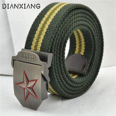 Tactical Belt with Alloy Buckle, Men's Canvas Inner Belt, Outdoor Military Enthusiast, Five-Pointed Star Design, Seven-Star Model