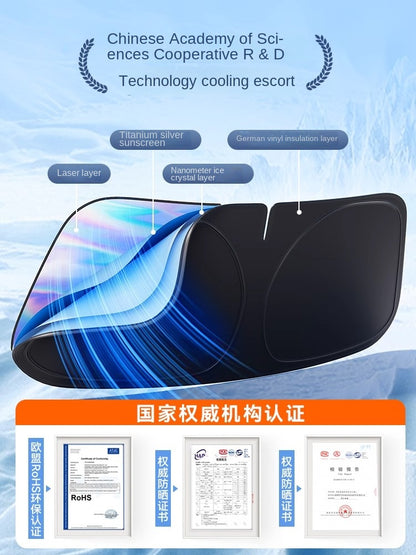 Car Sun Shade Sun Protection Heat Insulation Light Shade Gear Cover Front Windshield Glass Plate Cover Sunshade Parking Artifact