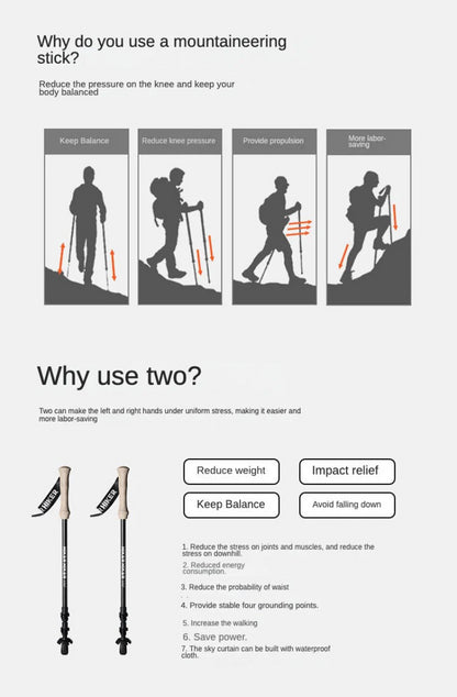 Ultralight Anti-Slip Extendable Carbon Fiber Trekking Pole