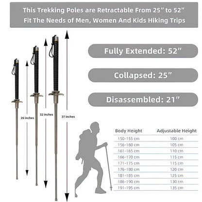 Ultra Strong Trekking, Walking, and Hiking Poles，Hiking Sticks,Outdoor products,vehicle-mounted multi-purpose hiking sticks,Enhanced Trekking Poles,Retractable tool Upgraded Version hiking poles Ultra Durable