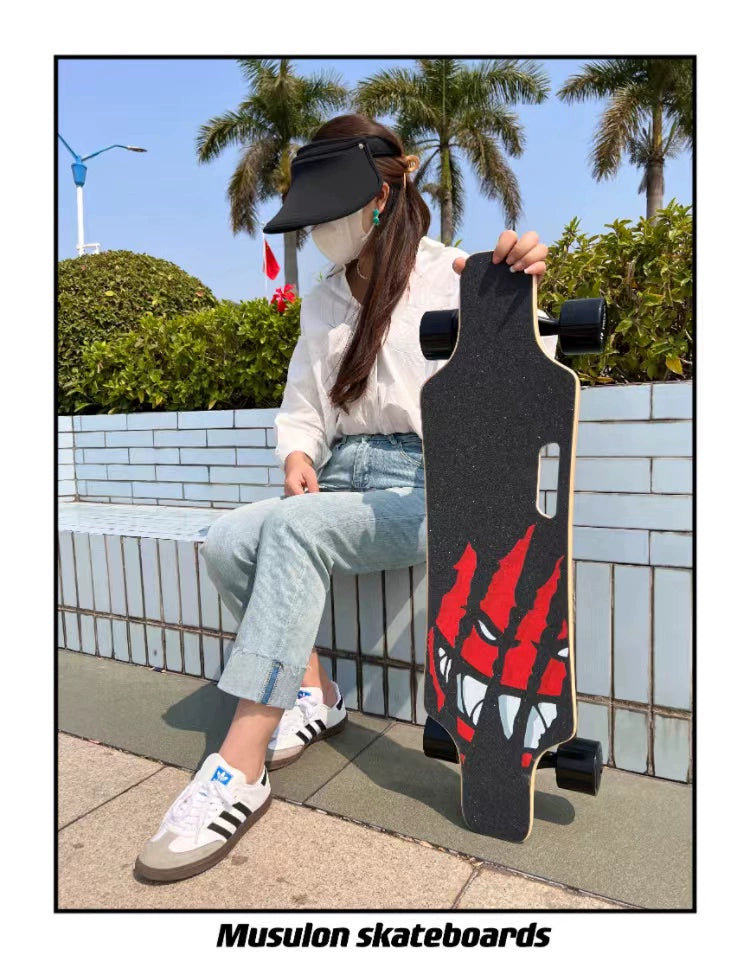 Wooden Speed Dragon Electric Skateboard Four-Wheel Beginner Electric Scooter Adult Skateboard Remote Control Scooter Dog Walking Artifact
