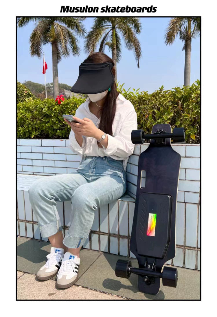 Wooden Speed Dragon Electric Skateboard Four-Wheel Beginner Electric Scooter Adult Skateboard Remote Control Scooter Dog Walking Artifact