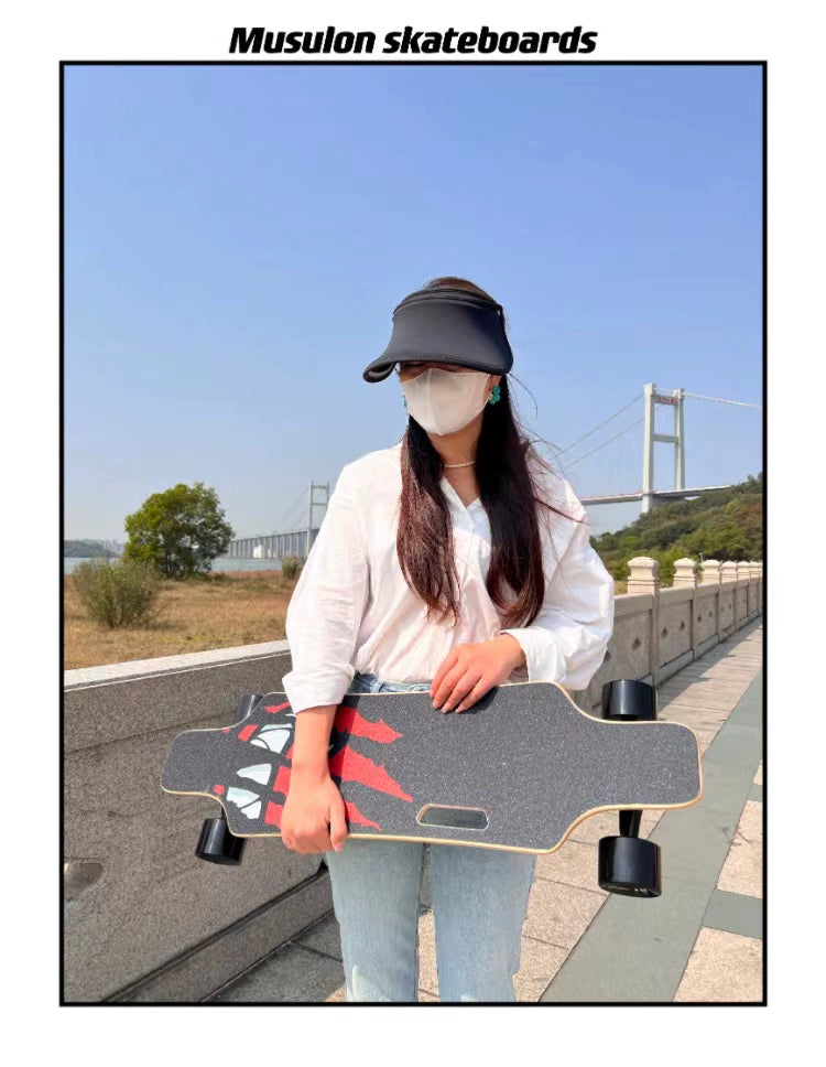 Wooden Speed Dragon Electric Skateboard Four-Wheel Beginner Electric Scooter Adult Skateboard Remote Control Scooter Dog Walking Artifact