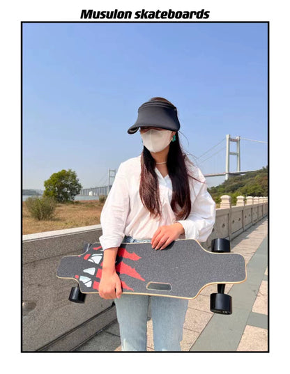 Wooden Speed Dragon Electric Skateboard Four-Wheel Beginner Electric Scooter Adult Skateboard Remote Control Scooter Dog Walking Artifact