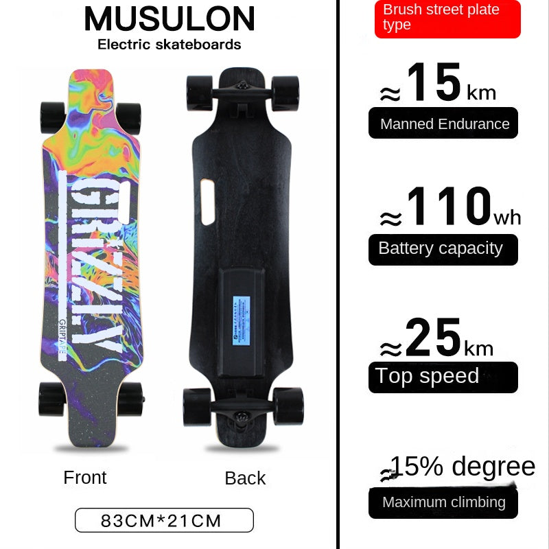 Wooden Speed Dragon Electric Skateboard Four-Wheel Beginner Electric Scooter Adult Skateboard Remote Control Scooter Dog Walking Artifact